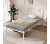 Somier 90 x 190 metálico, Altura 30,5 cm, Marco de Cama 90x190 cm es una opción Moderna y metálica con un diseño de cabecera en Forma de Ondas, Negro