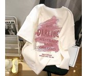 Tendencia de verano americano vintage manga corta diseño de nicho holgado tallas grandes letras estampadas camisetas tops