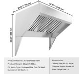 SucceBuy Commercial Exhaust Hood, for Food Truck. Stainless Steel. Rust resistant. Ideal for kitchen/restaurant
