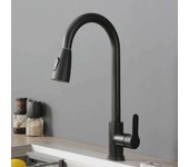 Black kitchen tap, hot and cold water mixer, crane, duster, rotation, sink, tapware, washing, removable