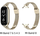 Strap For Mi Band 9 8 7 6 5 4 3 Smart Bracelet Women Girls Fashion Metal Mesh Watchband Replacement Accessories