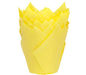 Glotomania - Tulipas para Muffins House Of Marie Amarillas - Papel de Alta Calidad - Apta para Horno - Medidas Aprox. Fondo Ø 5 Cm - Punta Más Alta 8 Cm - Punta Más Baja 6 Cm - Utensilios de Repostería