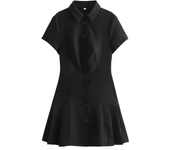 MSNOLOA 2024 sunmer New Product Women's Fashion Casual Polo Collar Short sleeved Shirt Style Mini Dress