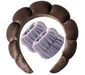 Vintage Velvet Cloud Hair Hoop for Women Girls Sponge Headband Wash Face Wristband Set Spa Bathroom Accessories