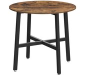 VASAGLE Mesa de Comedor, Mesa de Cocina Redonda, para Sala de Estar, Oficina, 80 x 75 cm (ø x H), Estilo Industrial, marrón rústico y Negro