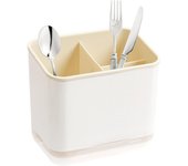 Escurridor de cubiertos para fregadero, 3 compartimentos con escurridor, ideal para cocina y baño.