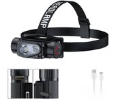 Sensor LED Headlamp white 3 Switch Headlight 18650 21700 Head Lamp Torch Flash Light USB Type C Power Bank Flashlight