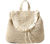 Straw Backpack for Women Shoulder Bag Bohemian Beach Handbags, Summer Handmade Woven Crochet Straw Backpack