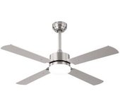 FABRILAMP Ventilador de Techo DC Hupe Níquel 18W 4 Aspas - Motor DC, 6 Velocidades, Luz Integrada 18W