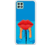 Funda compatible con Samsung Galaxy A22 5G - Beso fondo Azul