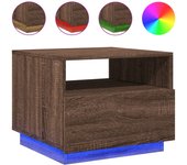 vidaXL Mesa de centro con luces LED 50x49x40 cm Blanco, Negro, Roble Sonoma Mesita de Salón o Comedor o Auxiliar Mesa de Café Meuble Salón