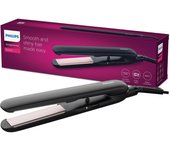 PHILIPS EssentialCare HP8321/00 - Plancha de pelo con placas de cerámica, extralargas, color negro