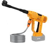 Hidrolimpiadora inalámbrica de 65 bar, portátil con boquilla ajustable 6 en 1, pistola de alta presión inalámbrica con 2 baterías, pantalla LED, 10 niveles de ajuste de potencia, manguera de 5 m, para coche, patio, ventana, césped y piscina