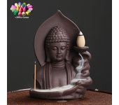 Auspicious Clouds Buddha Purple Clay Backflow Incense Burner Incense Stick Holder Home Office Tea House Decorate