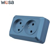 WESA Blue Wall Surface Button Light Switch EU Standard Classic Paint Plastic Outdoor 2 Gang 1 Way Wall Exterior Rocker Switch