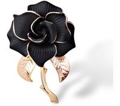 Verde - Broche de la Flor del Oro Rosa Blanco y Negro con Pétalos de Rosa - Broches y Alfileres para Mujeres