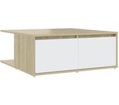 vidaXL Mesa de centro madera contrachapada 80x80x31 cm Blanco, Negro, Gris Mesita de Salón o Comedor o Auxiliar Mesa de Café Meuble Salón
