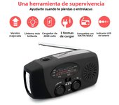 Multifunction Radio 2000mAh Portable Hand Crank Solar Radio USB FM/AM/WB Weather Radios Emergency Flashlight Power Bank