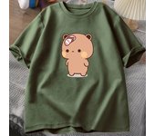 Men T-shirt Cute Cartoon Bubu Is Throwing Flip-flops At Dudu Tshirt Funny Cotton Short Sleeve Grpahic T Shirts Mens Tops 71812
