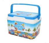 Aktive - Nevera rígida de playa 24L, con aislamiento de poliuretano superior, plástico resistente, mantiene el frío hasta 15h, tapa con cierre seguro, diseño vintage en tonos azulados, asa ergonómica para fácil transporte