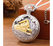 Classic Antique Steam Train Design Pocket Watch With Chain Necklace Vintage Quartz Pendant Watches Clock Chain For Men Women Kid