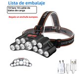 8LED Powerful Rechargeable Head Flashlight for Fishing Led Headlamp Camping Headlights Hunting Torch Hiking Front Lanterns