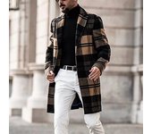 Men Casual Plaid Woolen Overcoat Autumn Winter New Mid Length Loose Comfortable Elegant Fashionable Versatile Woolen Overcoat