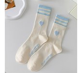 Sweet Style Double Love Socks Macaroon Color Love Heart Embroidered Cotton Sock Harajuku Striped Socks
