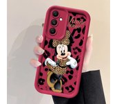 Disney Leopard Patterned Minnie Phone Case for Samsung Galaxy A73 A54 A55 A14 A22 A32 A23 A25 A33 A53 A52 A35 A34 A24 A15 Cover