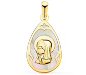 Inmaculada Romero - Medalla Virgen Niña Oro 18k Comunión 21mm Gota Nácar Blanco
