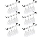 Paquete de 6 estantes para copas de vino, estante para vinos montado en la pared, soporte de exhibición para copas de vino con estante de 30 cm, para bar y cocina