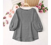 Vintage Plaid Checked Blouse ZANZEA Autumn Women Tops Casual O Neck 3/4 Sleeve Baggy Shirt Female Elegant OL Work Blusas 2024