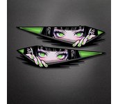 1Pair Anime Eyes JDM Style Motorcycle Stickers Waterproof for Motorbike Fuel Tank Electric Scooter Body Universal Vinyl Decals