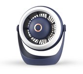 Ventilador de mesa recargable con luz nocturna y gran espacio inferior, ventilador de escritorio portátil, mini ventilador ultra silencioso (azul)