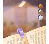 Lámpara de lectura con clip de 9 LED, 3 modos de protección ocular, lámpara de lectura flexible (luz blanca cálida y fría), atenuación continua, recargable,