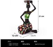 Candle Holders African Women 8.5" Decor for Table Desk Decorative Dining Room Candleholder Sculptures Resin Candlestick Vintage