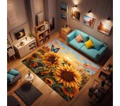Alfombra de girasol, alfombra antideslizante con diseño de girasol y mariposa, alfombra de polea para cocina, dormitorio, sala de estar, habitación de niños, decoración de granja de 24 x 36 pulgadas