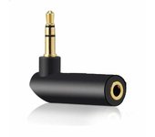 TECHZOCO Adaptador Audio Jack 3.5 mm ángulo acodado 90º de 3 Pin, Adaptador Auriculares Jack 3.5 mm, Adaptador de Audio en ángulo Recto, Apto para Altavoces, Auriculares, Móvil, Tablet, MP3, Negro