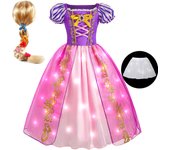 Rapunzal Dress Girls LED Lights Up Dress Kids Princess Dresses Rapunzal Cosplays Costumes Carnival Children Clothing