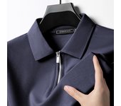 Summer New Men's Casual Slim Fit Polo Shirt Flip Collar Breathable Half Zipper Short Sleeve Top Solid Color Comfortable T-shirt