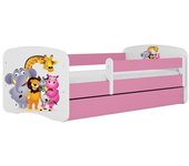 Cama 140 x 70 cm Kocot Kids com colchão BabyDreams Zoo Pink