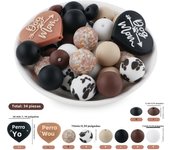 34Pcs/set Silicone Beads Kit Silicone Round Bead Focal Bead DIY KeyChain Bracelet Necklace Jewelry Accessories