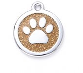 10Pcs Personalized Dog Plate Blank Engraving Name Phone ID Tag Sliver Sparkles Paw Round Alloy DIY Accessories Of Keyring