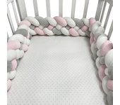 Almohadilla De Protección Para Cuna 200CM Para Bebé Niño Decoración De Habitación De Cuna Algodón Sólido Tres Piezas