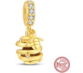 925 Sterling Silver Zirconia Sparkling Beads Gold Love Lock Charms Fit Original Pandora Bracelet Earring DIY Women Fine Jewelry