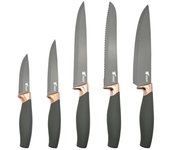 Conjunto de 5 Cuchillos con Hoja de Acero Inoxidable Antiadherente Este conjunto de 5 cuchillos ofrece hojas de acero inoxidable antiadherente para un corte preciso y sin esfuerzo en tu cocina.
