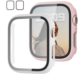 2PCS Tempered Glass+cover For Apple Watch Case 44mm 40mm 42mm 41mm 45mm PC bumper Screen Protector iWatch series 9 8 7 6 5 3 se