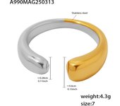 Encanto Anillo brillante en forma de gota para mujer, apertura ajustable, anillo de acero inoxidable personalizado anillo con apertura de serpiente de estilo minimalista, acero inoxidable de alta calidad, chapado en oro de 18 quilates