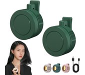 Mini ventilador eléctrico portátil, silencioso y sin aspas con clip, 3 velocidades, manos libres, pequeño ventilador de cuello, recargable, con clip para camisa (verde (B) - 2 unidades)