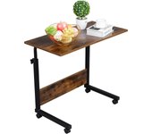 SMALLRUN  Mesa   Escritorio con Ruedas  y Panel de Madera de Partículas Mesa de Escritorio Altura Ajustable Mesa de Ordenador 60X40cm